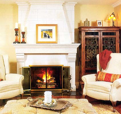 Provencial fireplace mantel with Classic overmantel