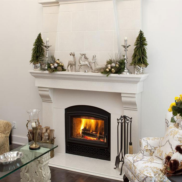 Provencial fireplace mantel with Classic overmantel
